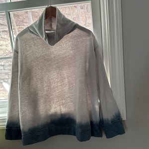 Christinalehr sweatshirt grey and blue with. Tie dye on bottom
